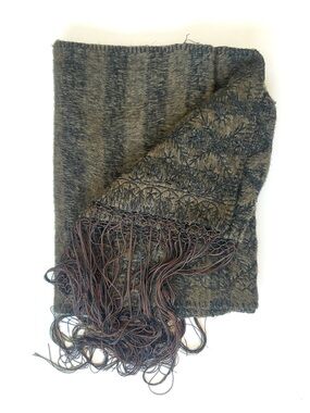 Dries Van Noten Brown and Black Fringed Wool Scarf